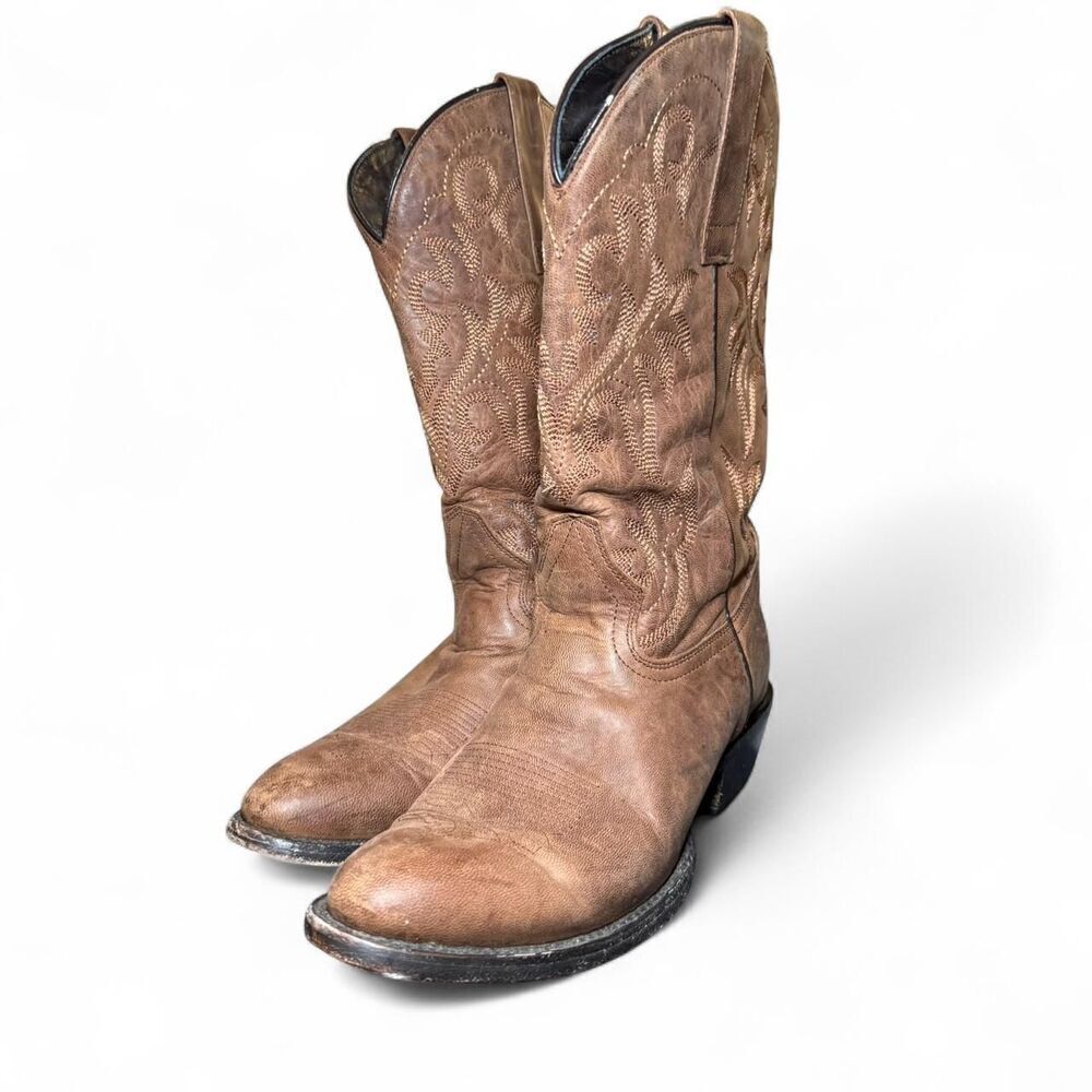 J.B. Dillon Men’s JBR 3205D Brown leather western cowboy boots Sz M9.5D/W11